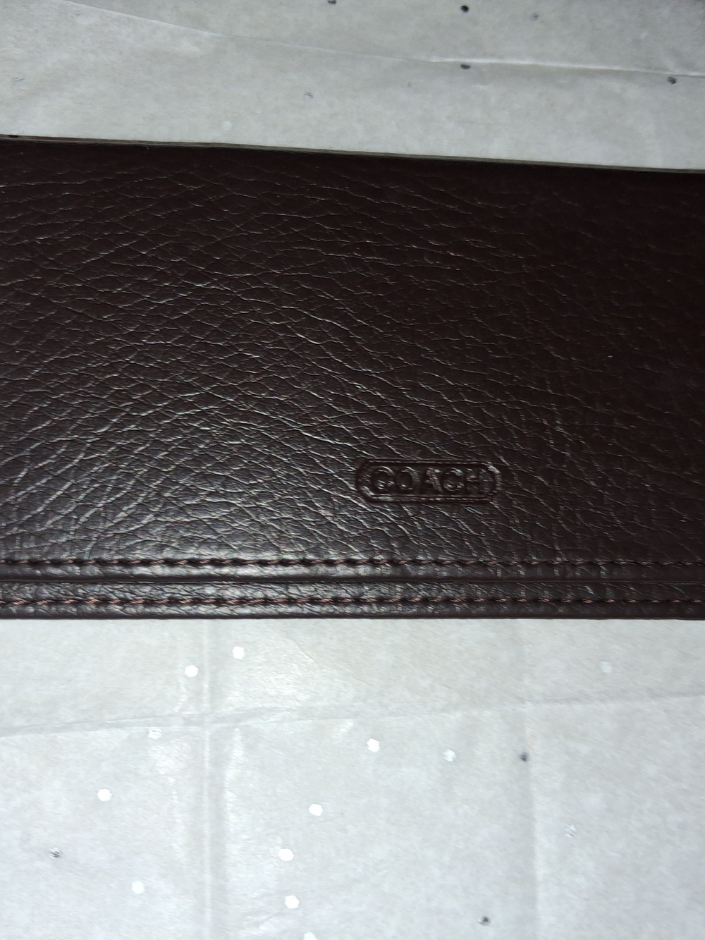 Coach Pebbled Leather Billfold in Chocolate Brown